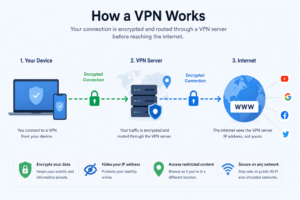 how a VPN encrypts internet traffic and routes