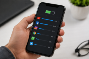check battery usage by app settings